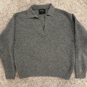 Noble Gray Polo Collared V-neck Sweater size XS fits like M